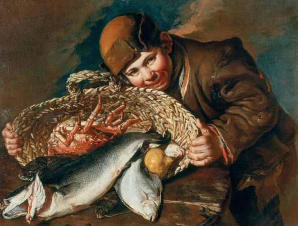 Ragazzo con la cesta di pesci